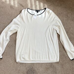 NWT Ann Taylor off white sweater with Black Trim